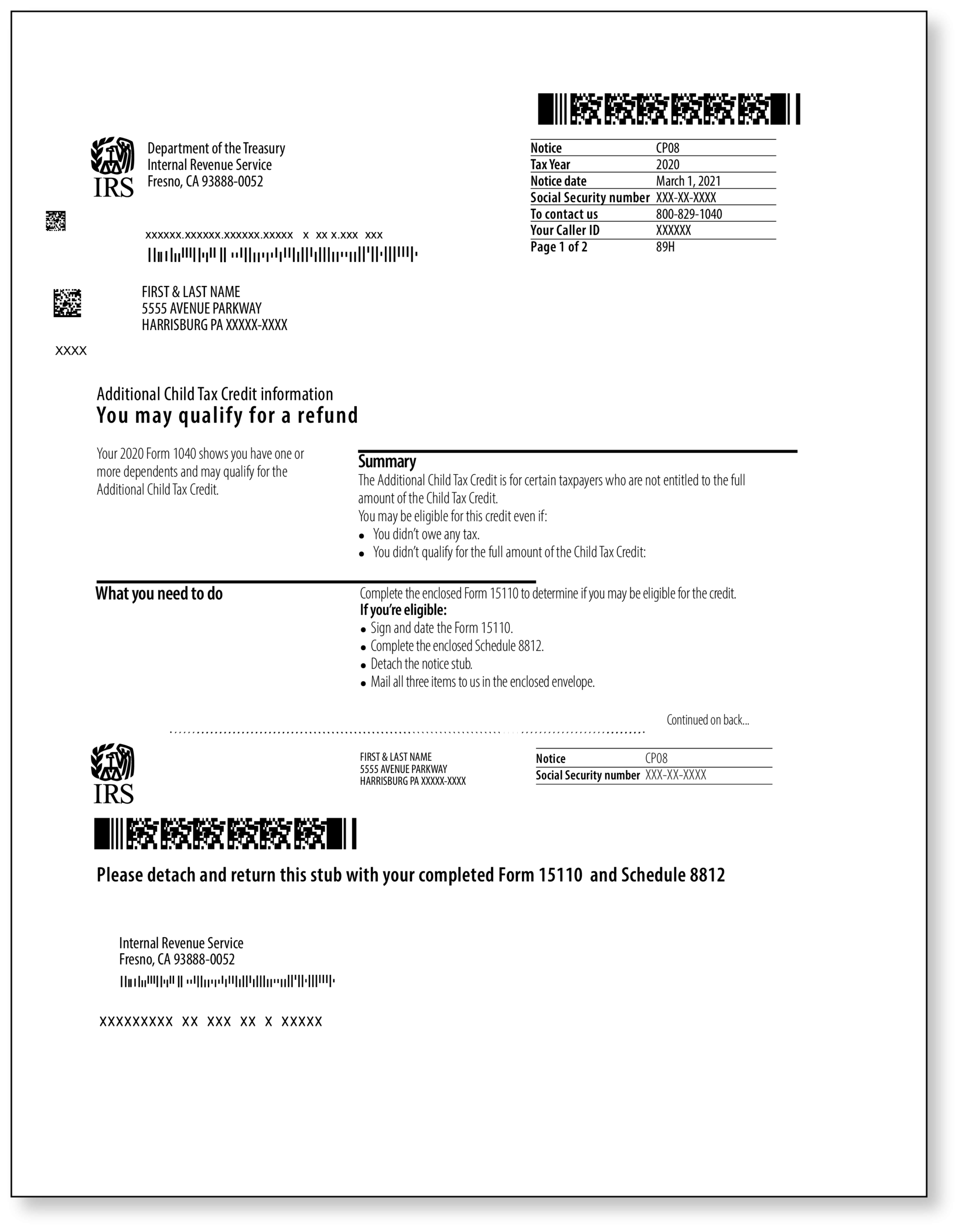 All About IRS Notice CP08 Additional Child Tax Credit