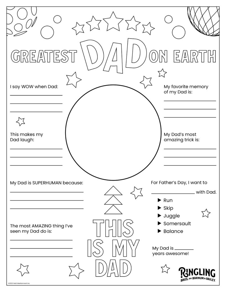All About My Dad Printable Activity Fun Ringling Bros And 