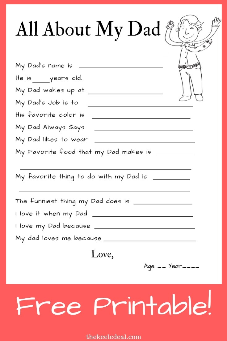 All About My Dad Printable