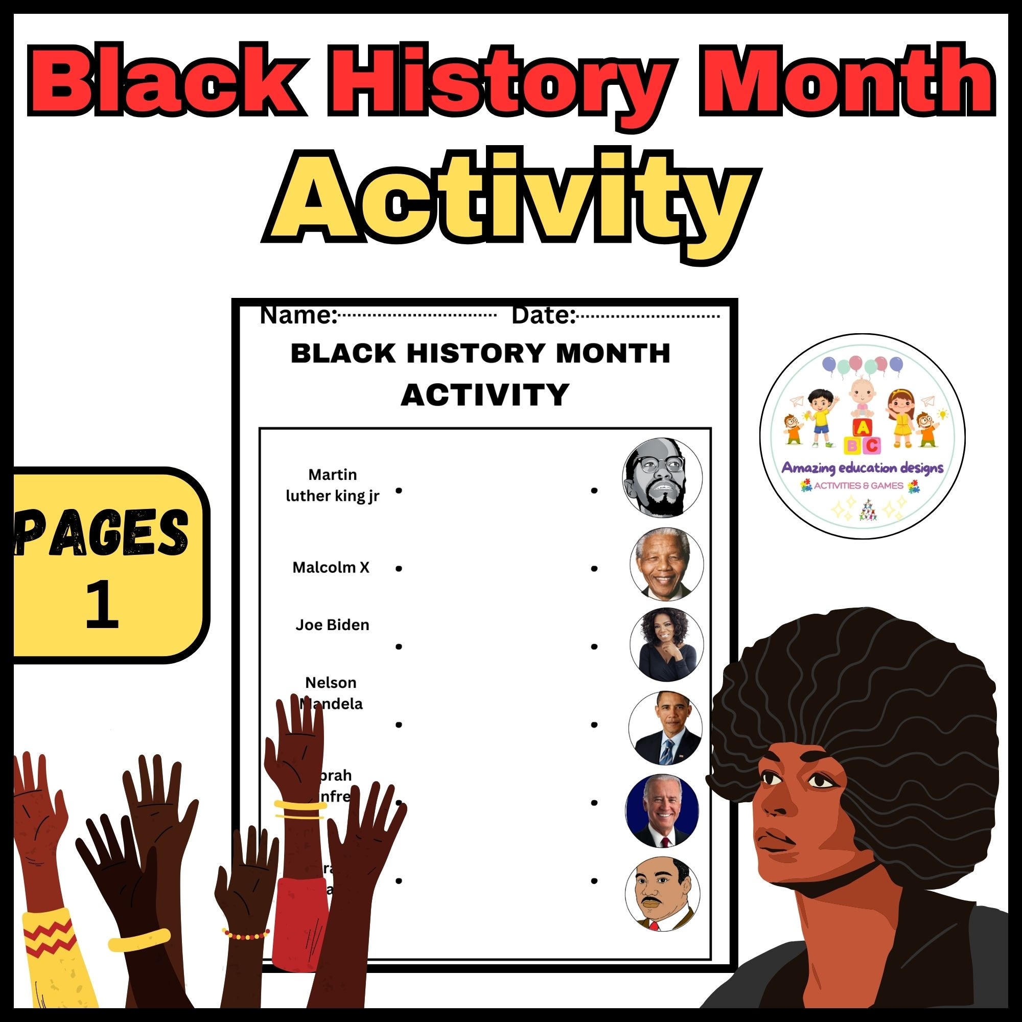 Amazing Matching Activity Worksheets Black History Month Made By 