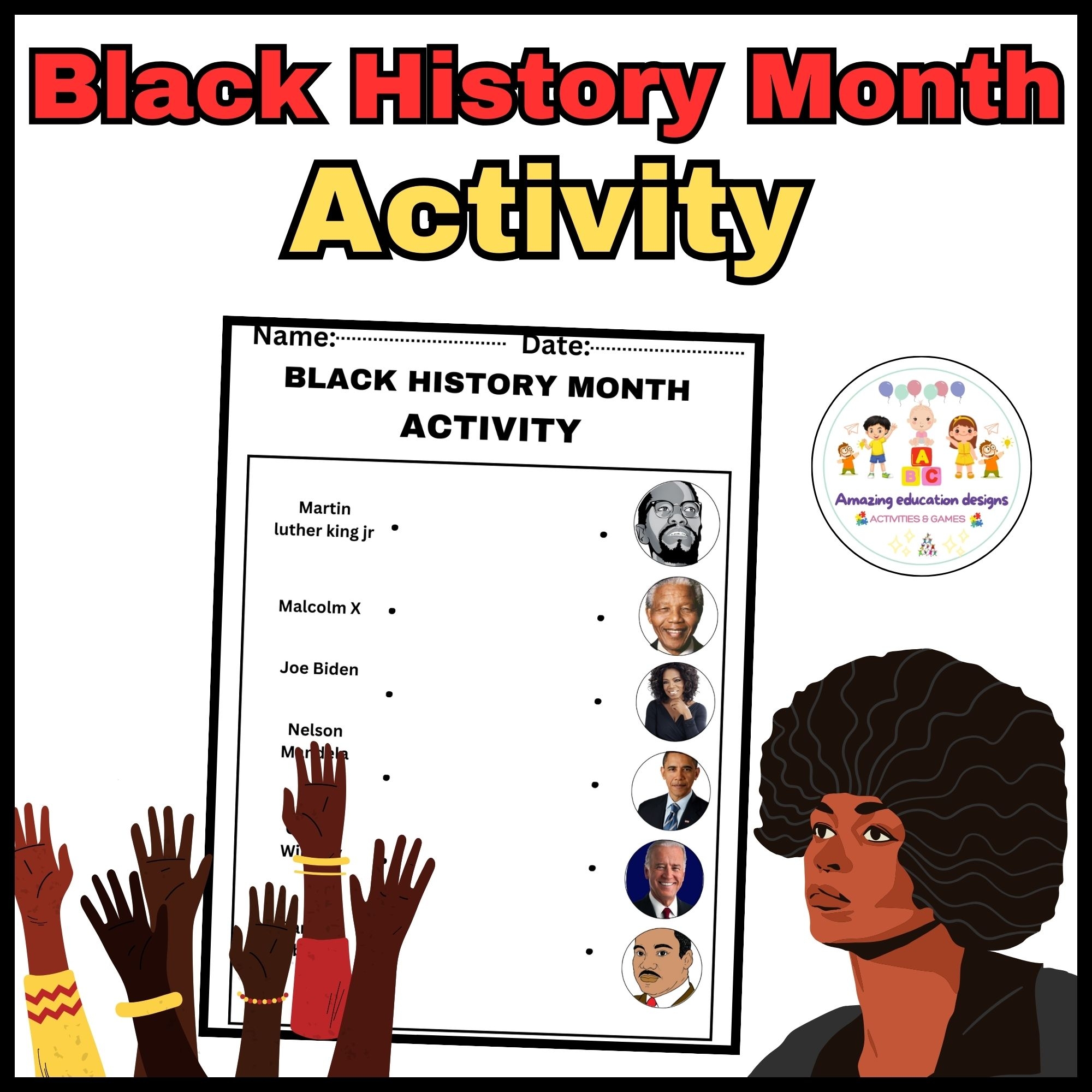 Amazing Matching Activity Worksheets Black History Month Made By 