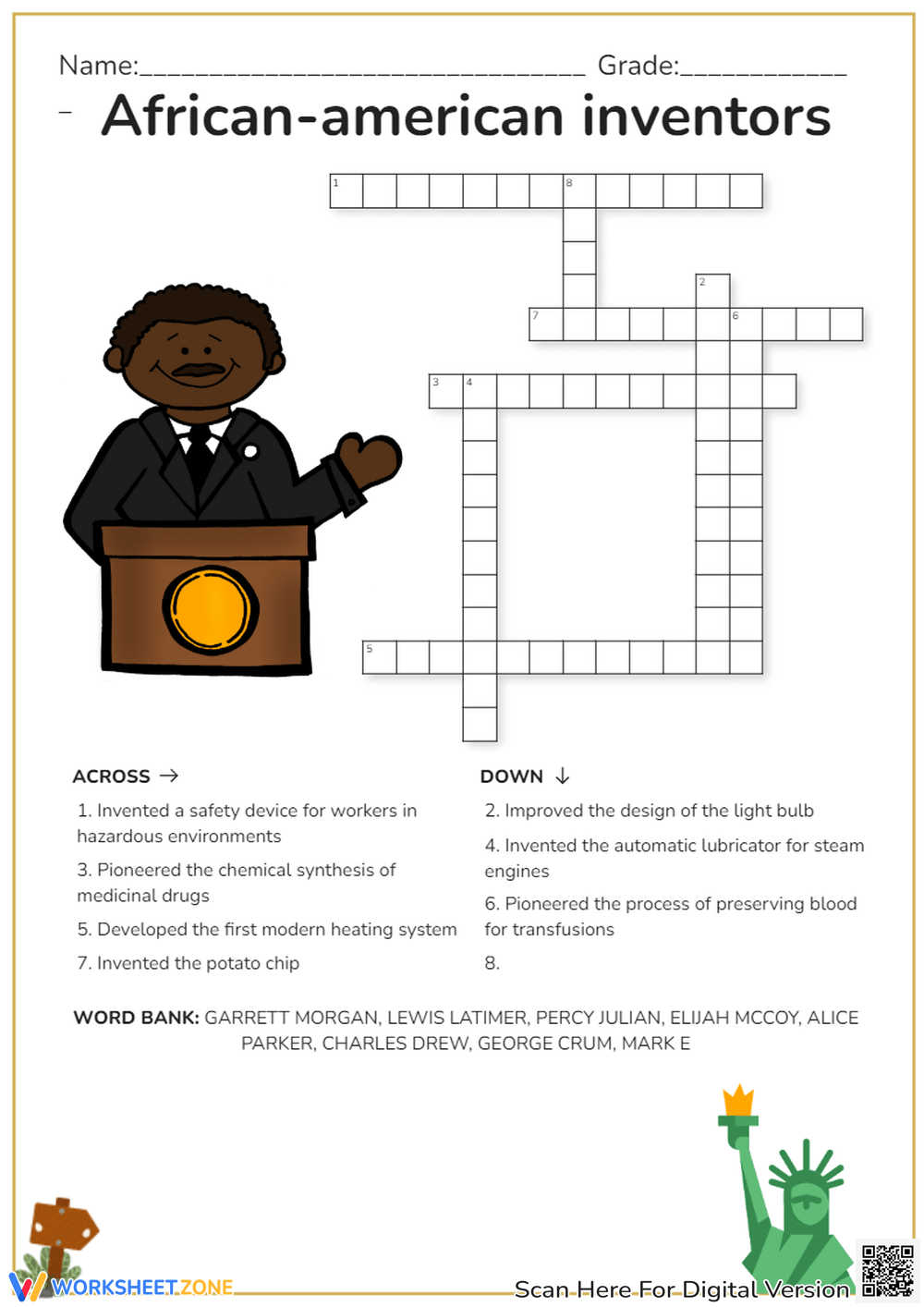 American History Crossword Puzzles Printable Knowledge Crosses 