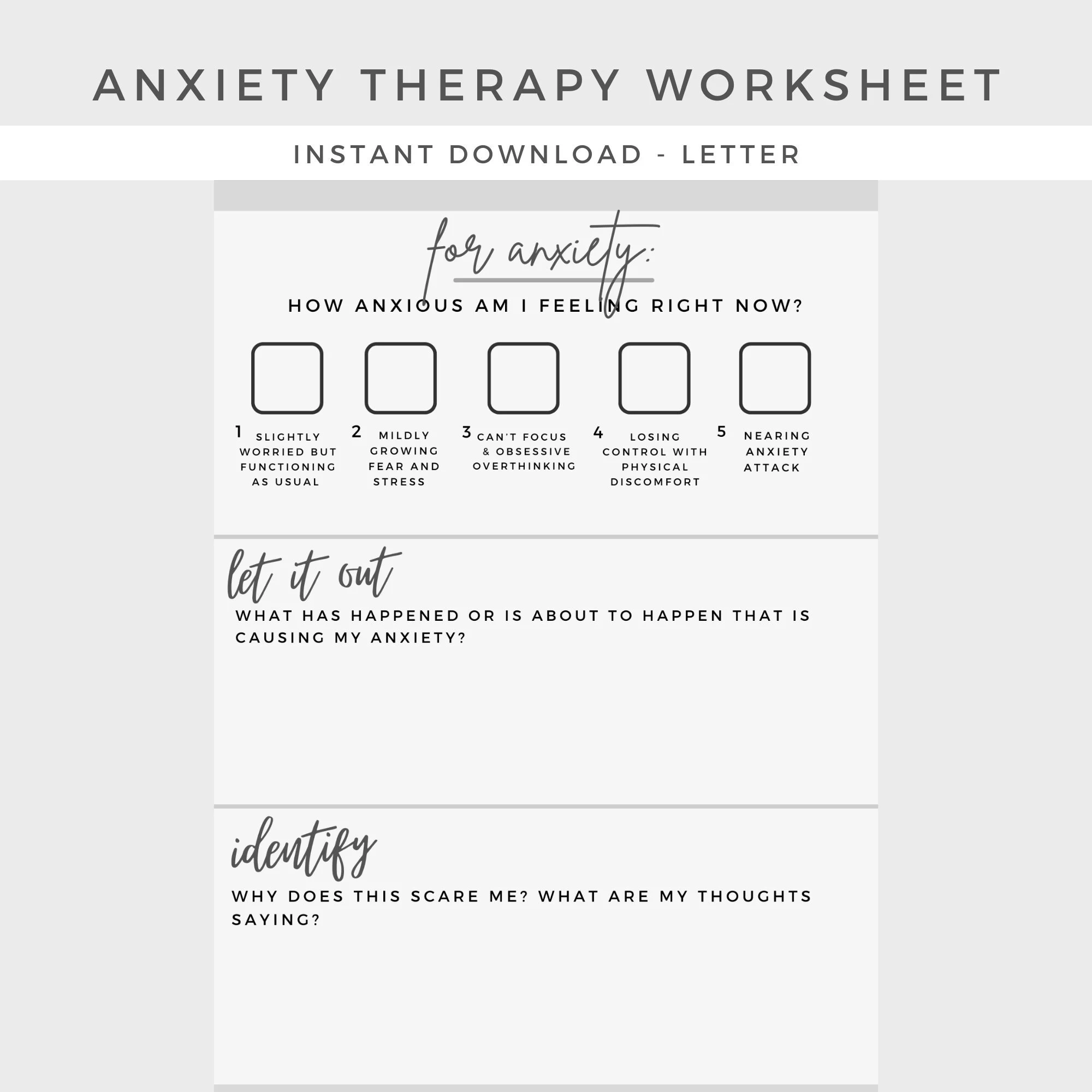 Printable Therapy Worksheets For Adults