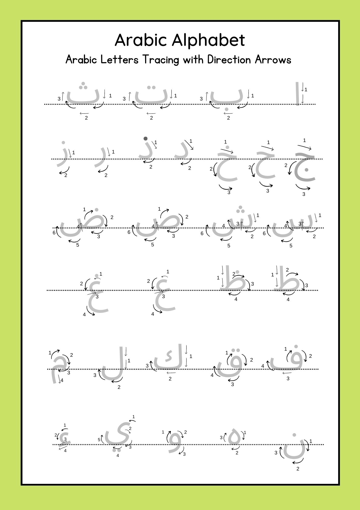 Practice Writing Arabic Alphabet Printable