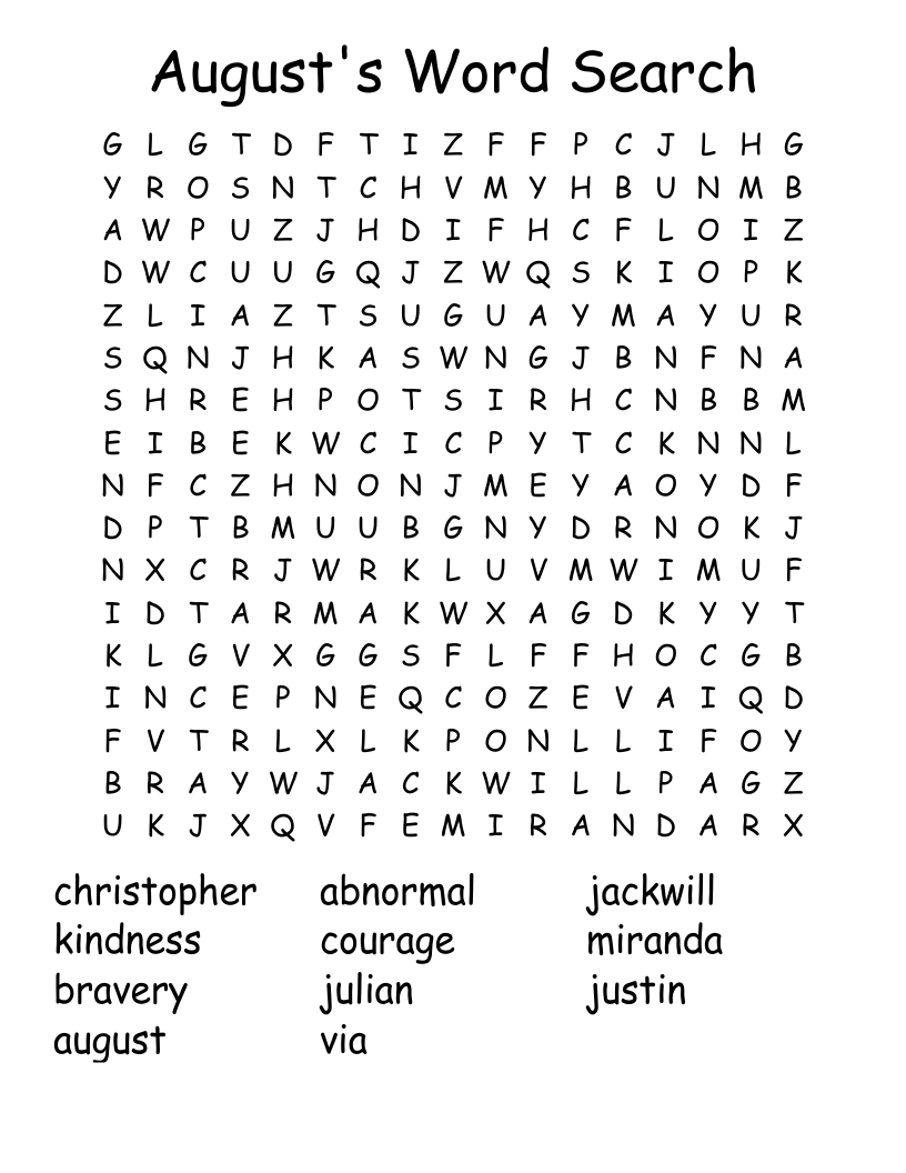 August s Word Search WordMint
