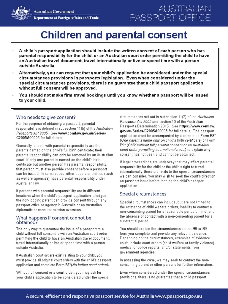 Australia Parental Consent PDF Passport Consent