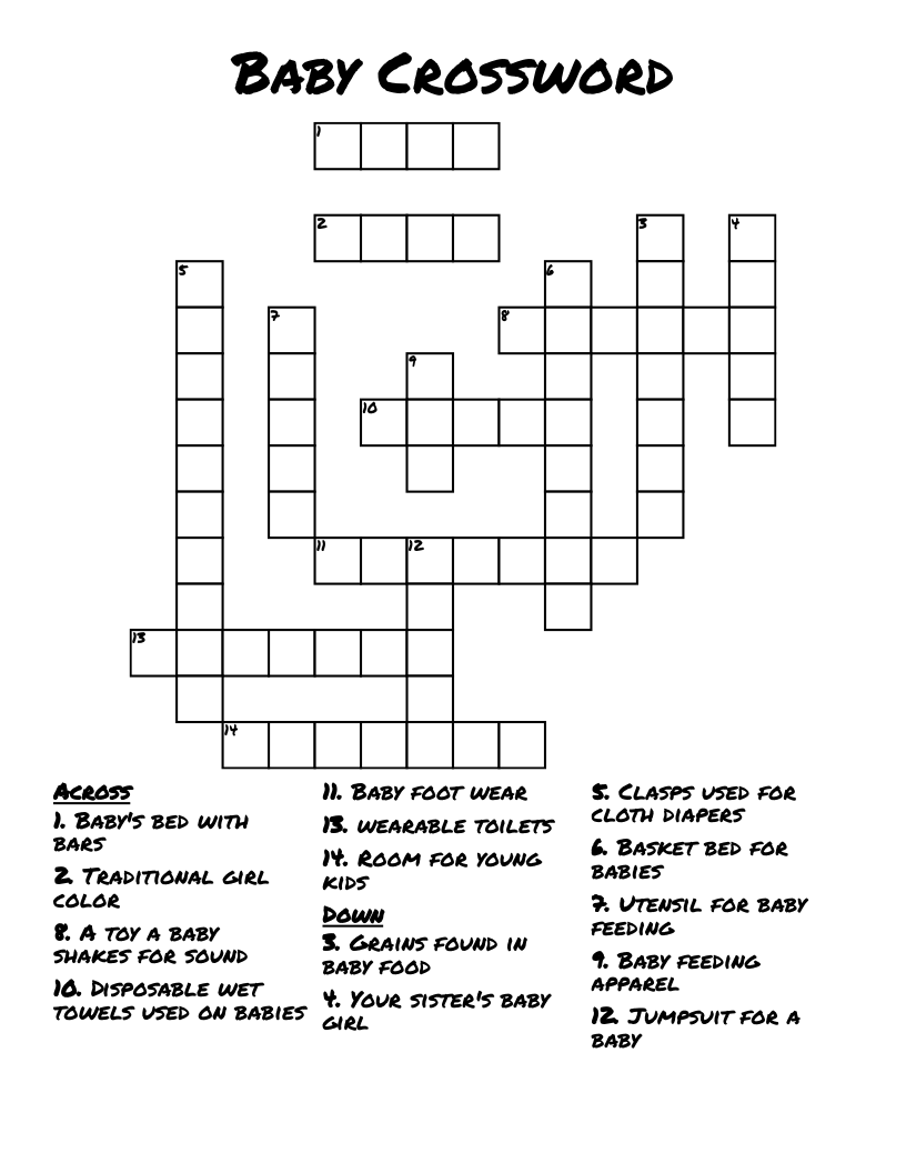Baby Crossword WordMint