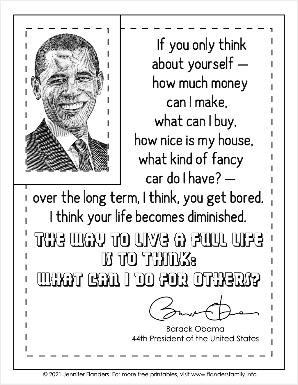 Barack Obama Coloring Page Flanders Family Home Life