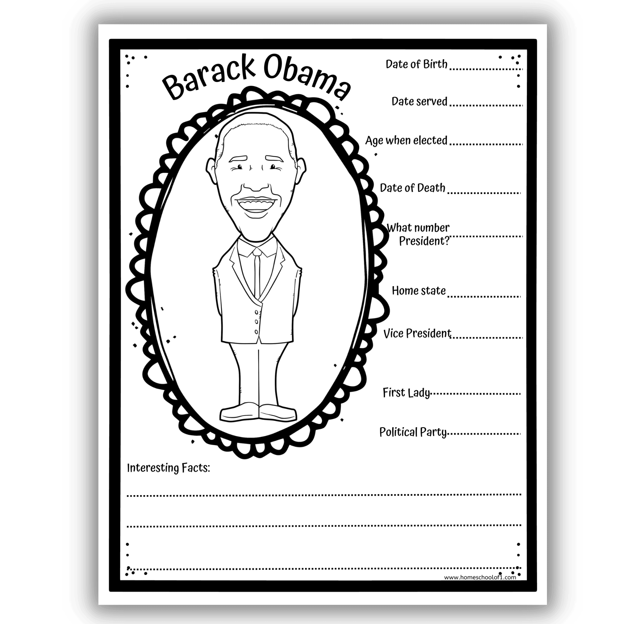 Barack Obama Coloring Pages Printable Worksheets For Kids