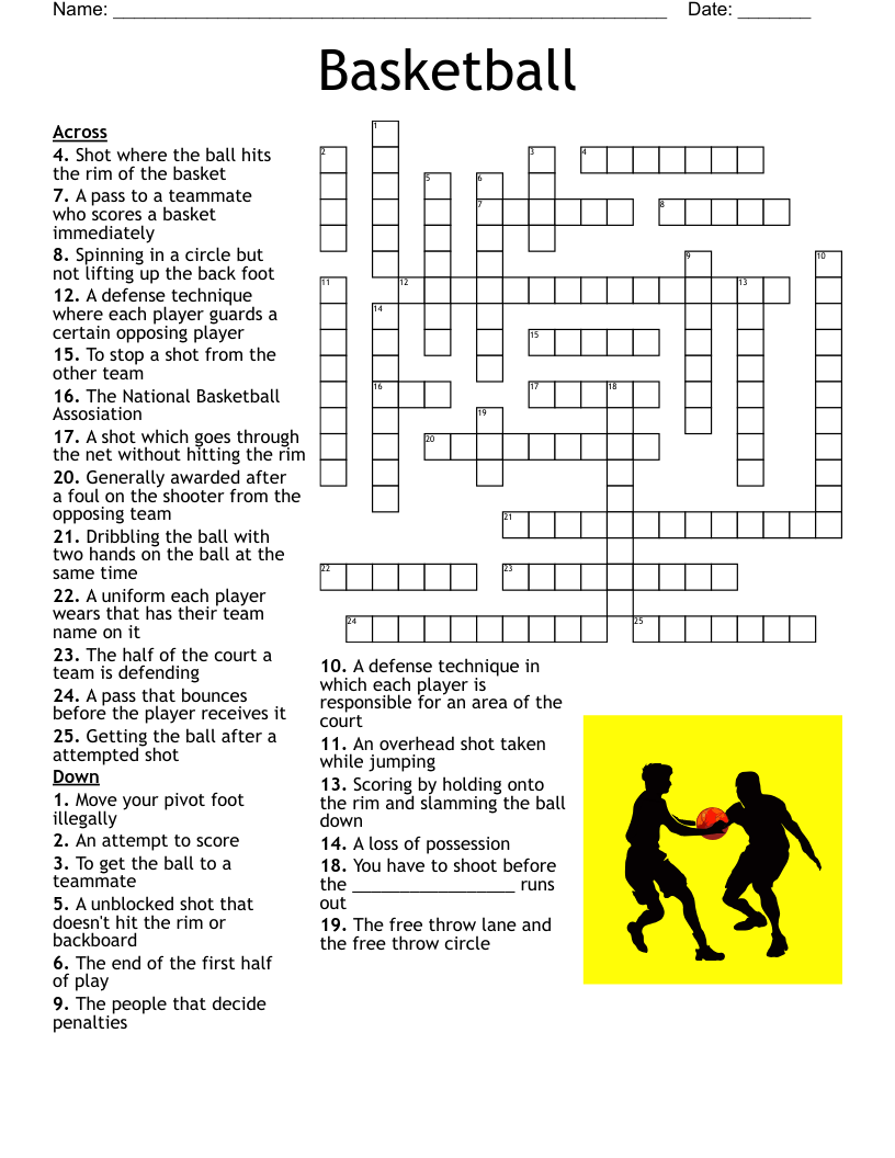 Crossword Puzzles Printable Nba Players