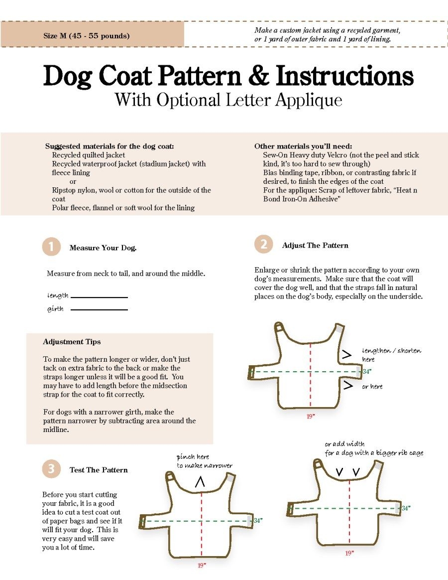 Template Easy Free Printable Dog Clothes Patterns