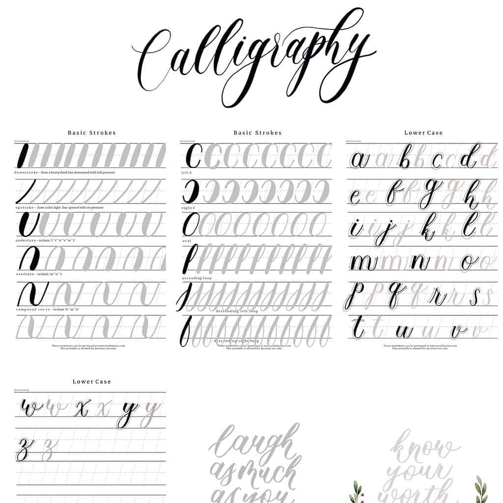 Best Practice Sheet Calligraphy Free Shipping Hand Lettering 