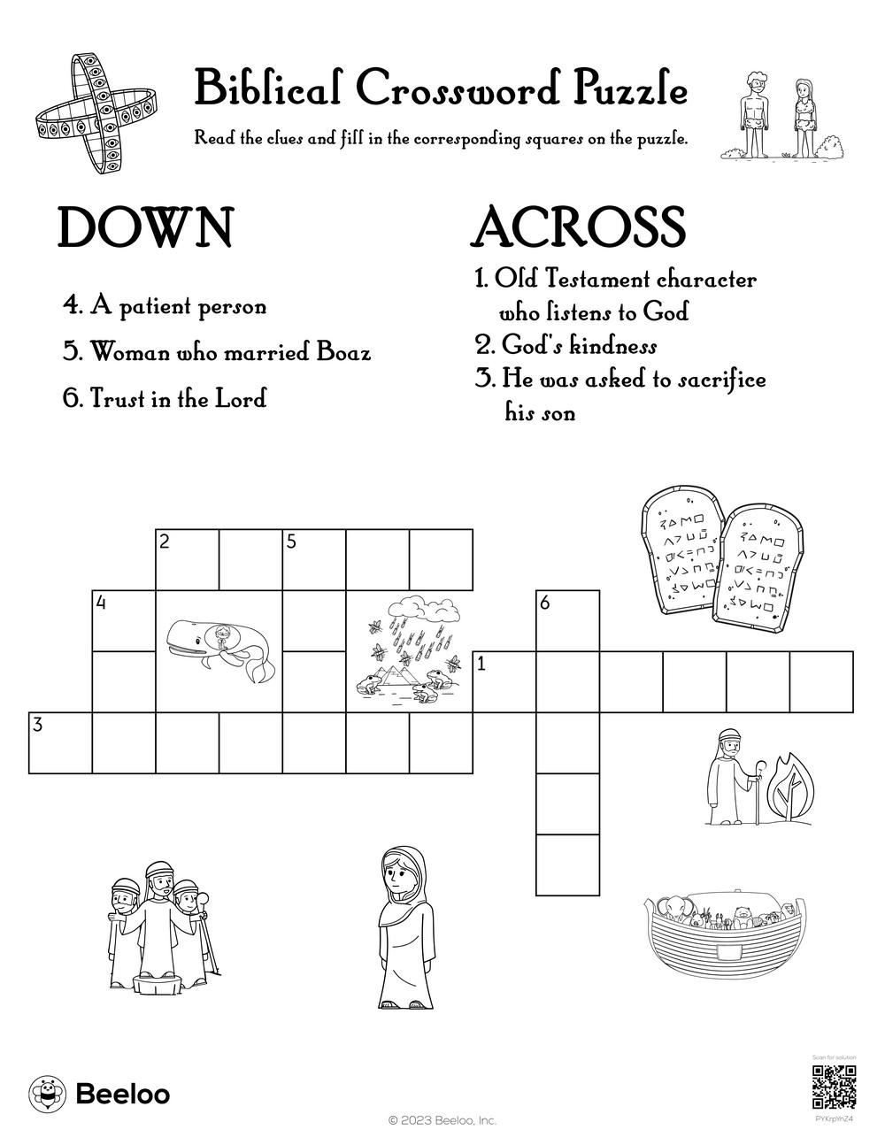 Biblical Crossword Puzzle Beeloo Printable Crafts And Activities 