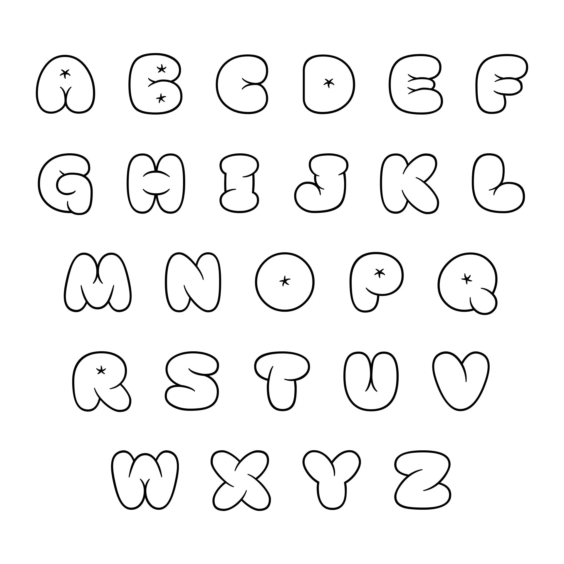 Printable Bubble Letters Template