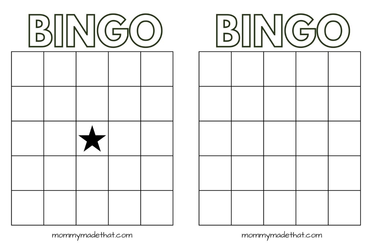 Blank Bingo Card Template Printable
