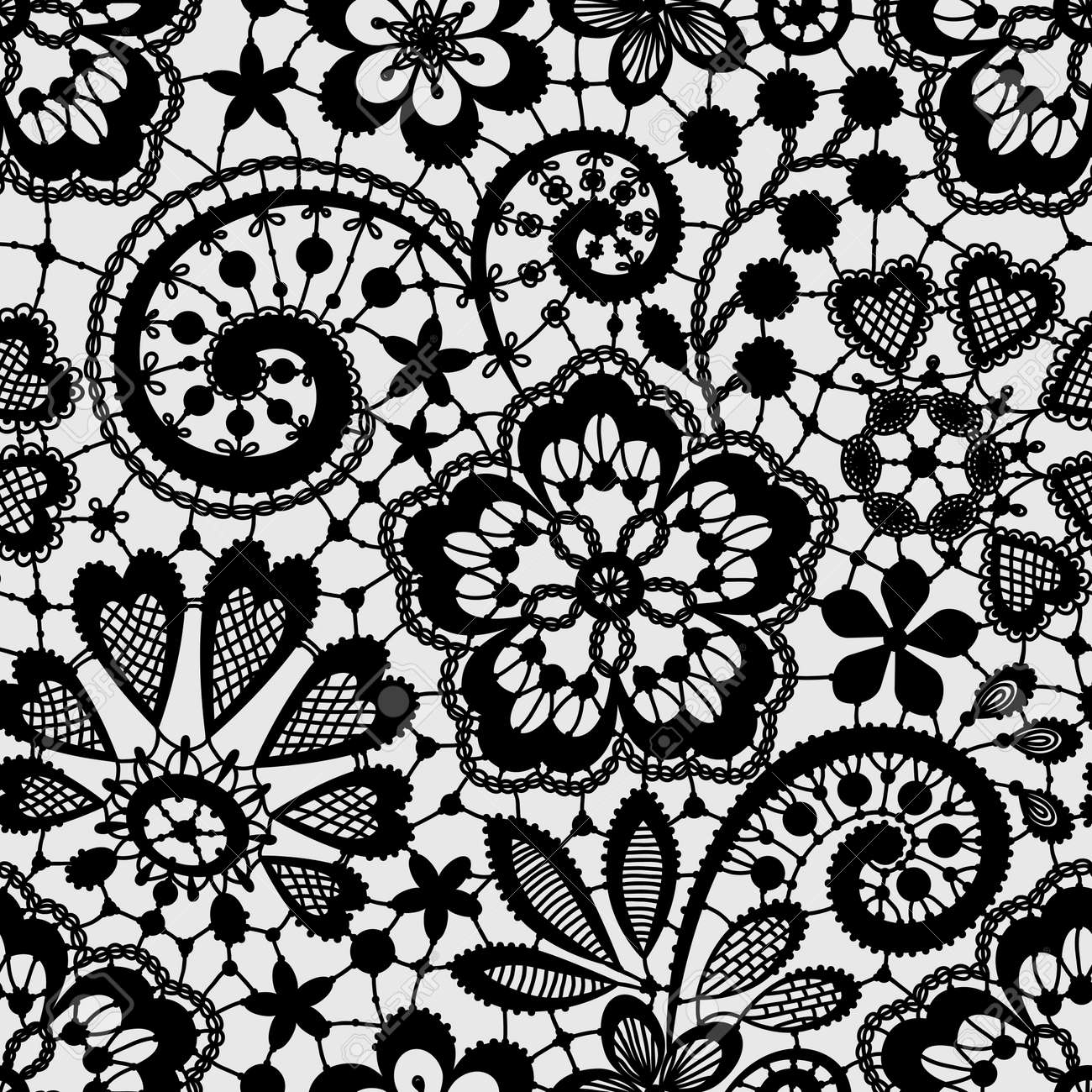 Black Lace Seamless Pattern Royalty Free SVG Cliparts Vectors 