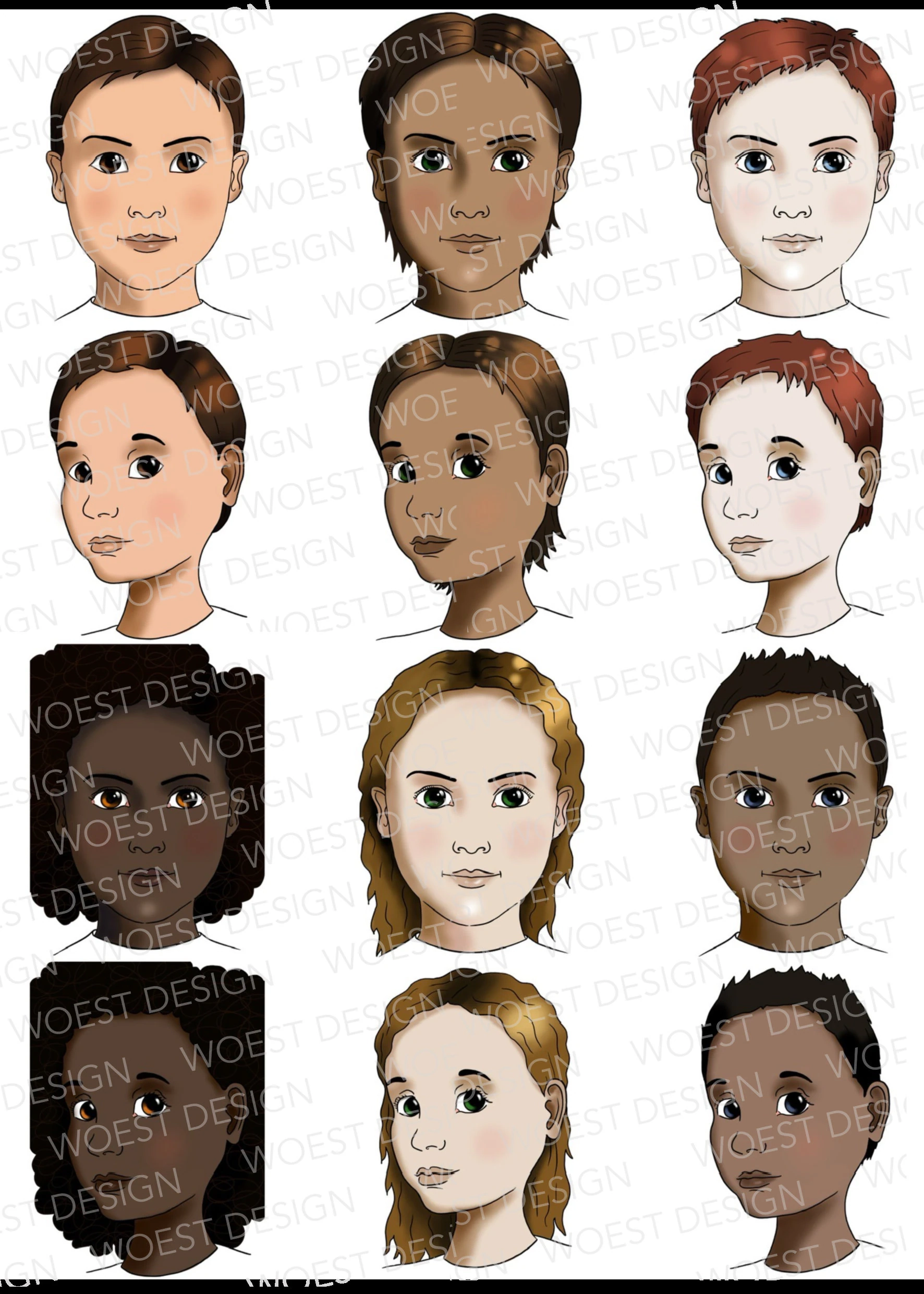 Blank Template Set B DIGITAL DOWNLOAD Face Paint Design Board 