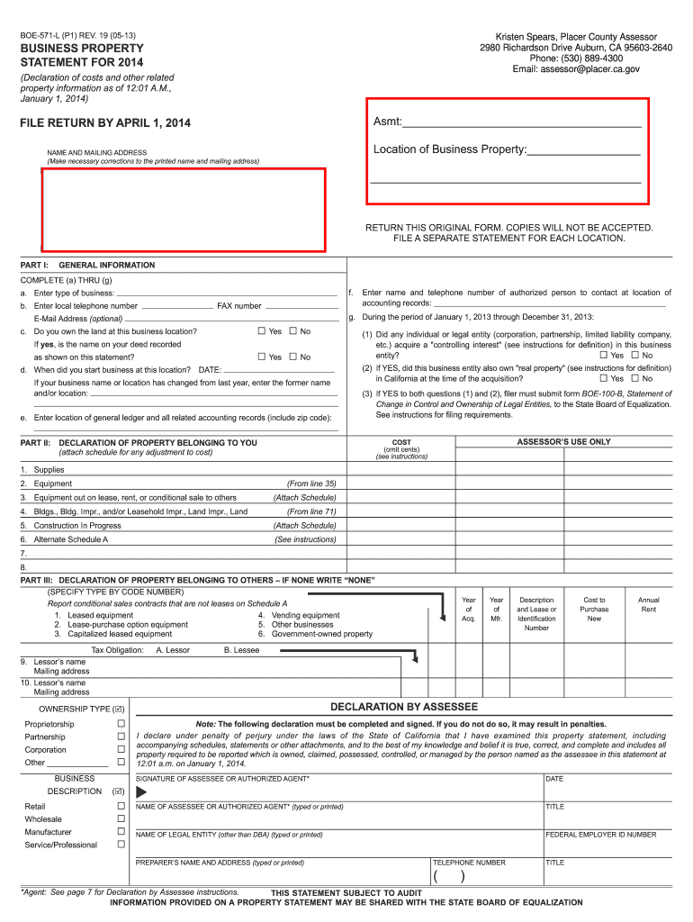 Boe 571 L 2014 Form Fill Out amp Sign Online DocHub
