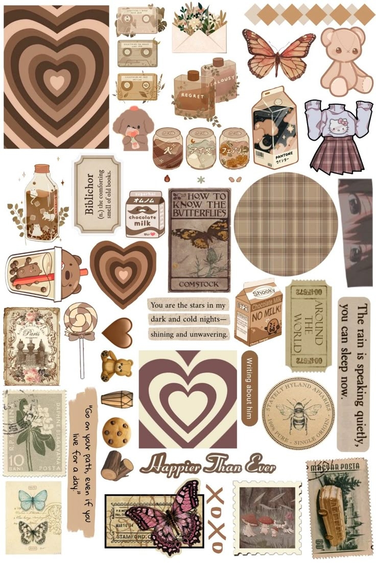 Brown Printable Sticker Sheet For Journal