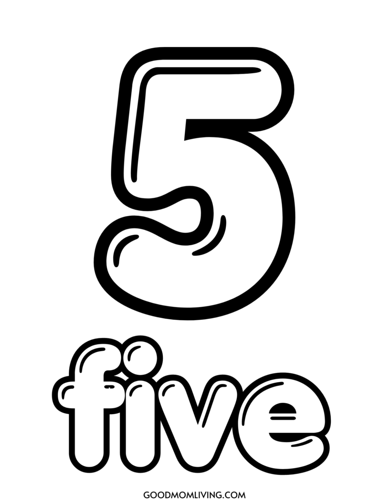 Bubble Number 5 Printable Free Number 5 Bubble Letter Good Mom 