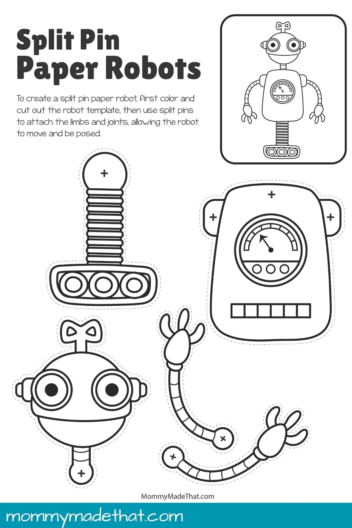 Build Your Own Movable Robots Free Split Pin Robot Templates 