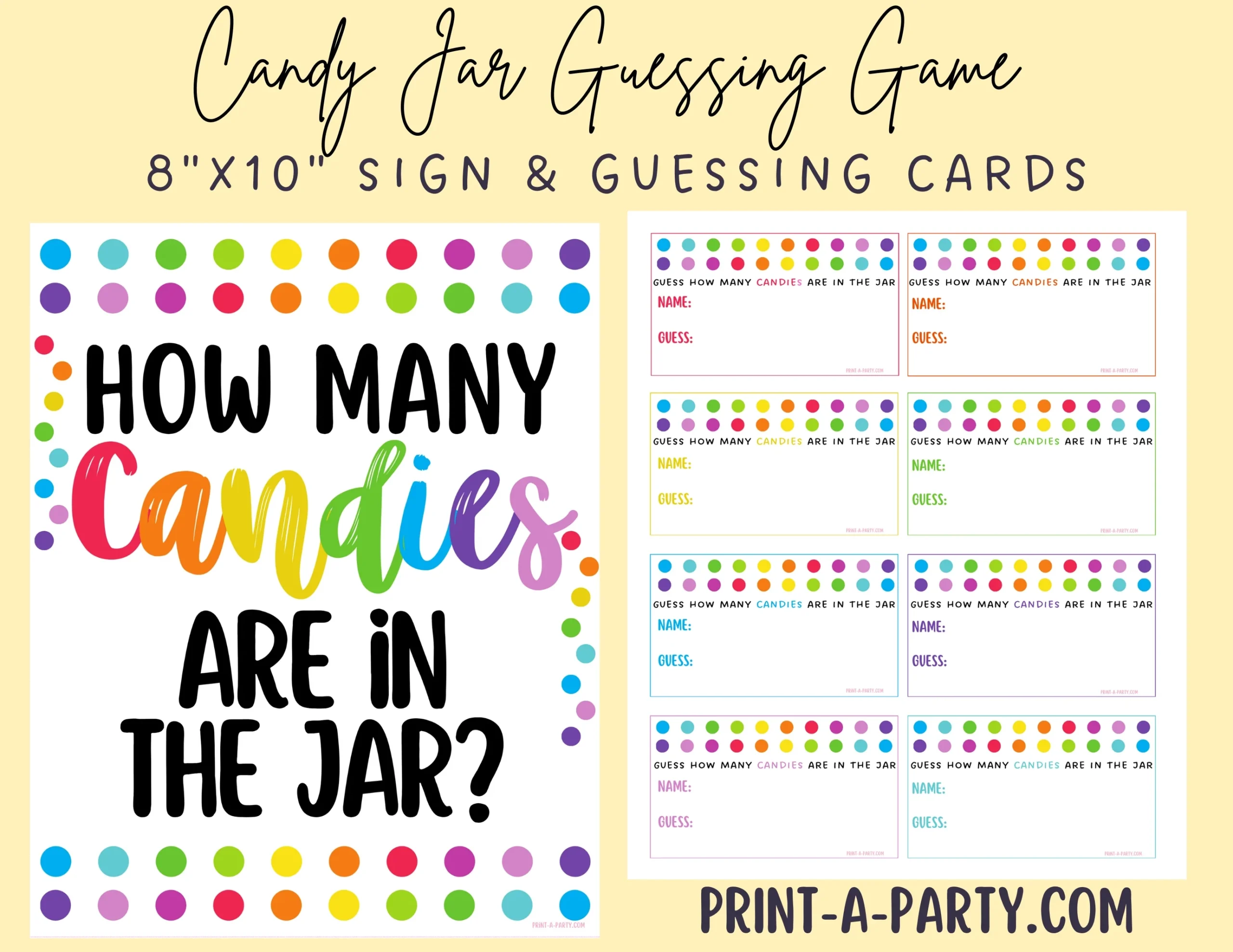 CANDY JAR GUESSING GAME Polka Dot Candy Jar Game Printable 