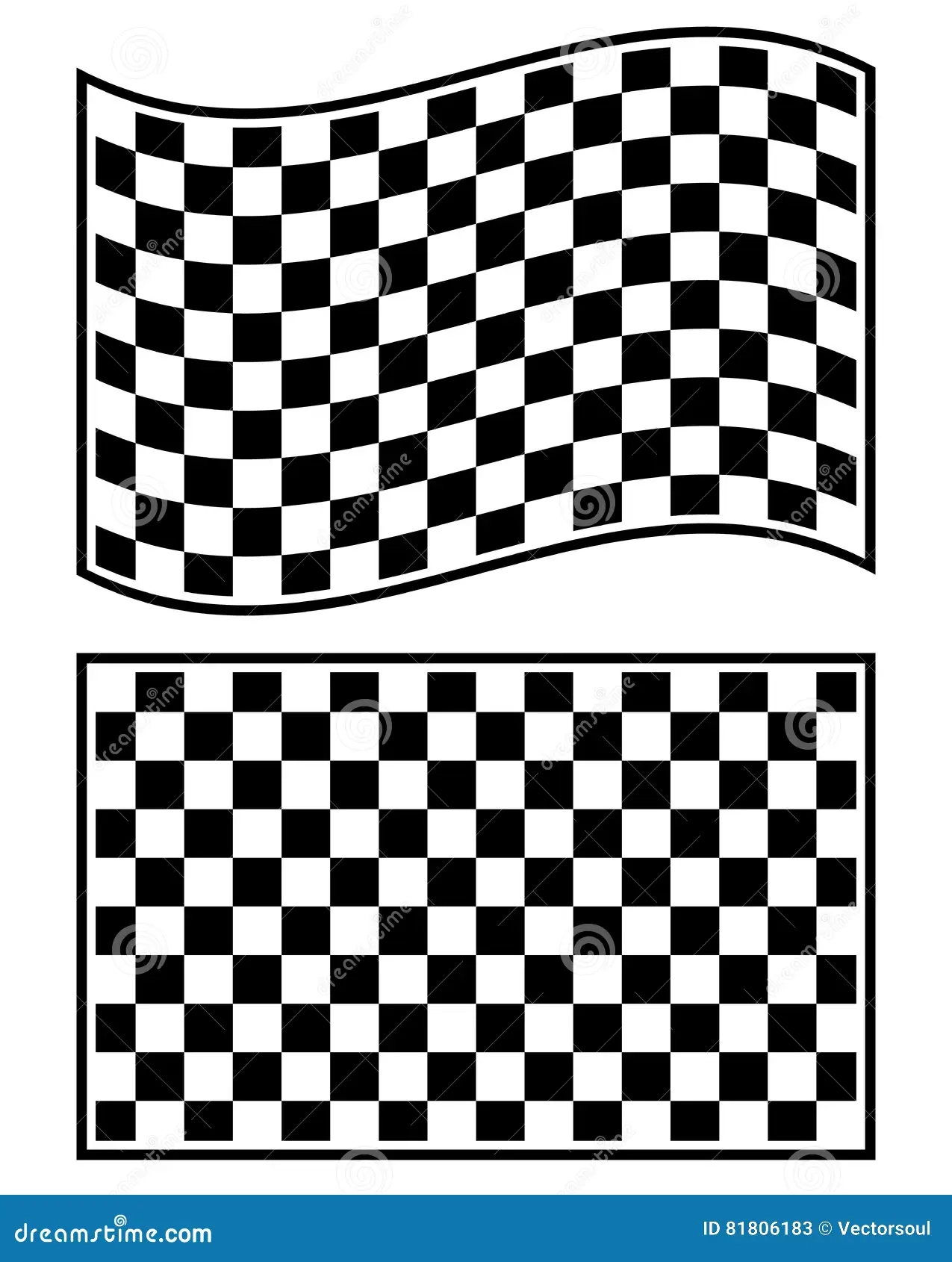 Checkered Racing Flag Elements Isolated On White Stock Vector 