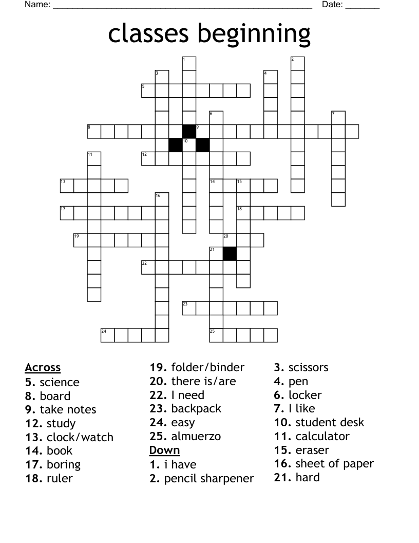 Beginner Printable Crossword Puzzles
