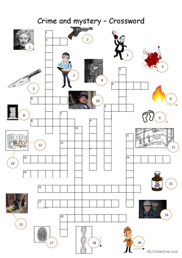Crime And Mystery Crossword Puzzl English ESL Worksheets Pdf amp Doc