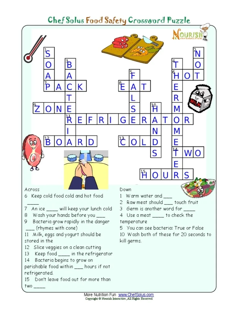 Nutrition Crossword Puzzle Answer Key