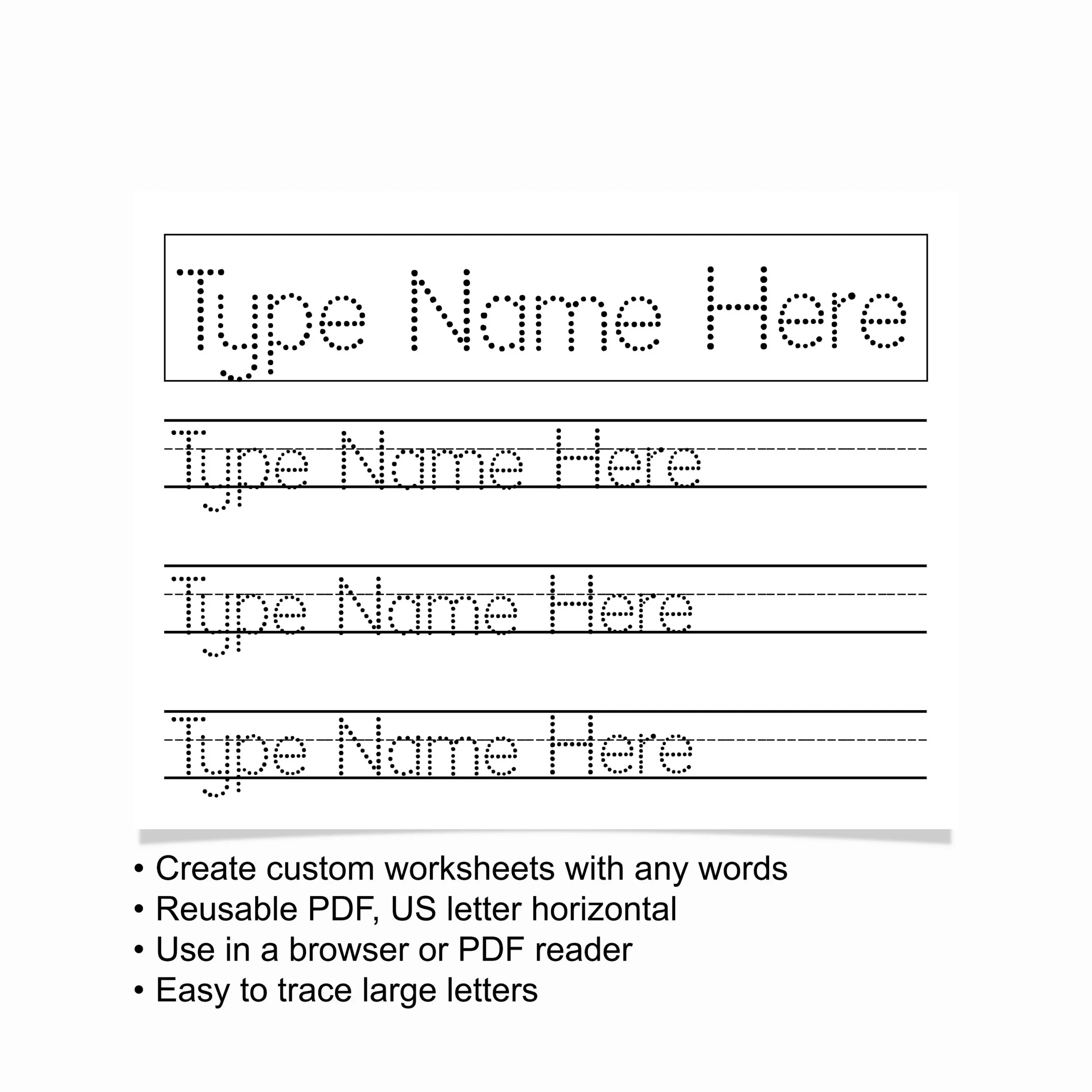 Custom Name Handwriting Practice Sheet Editable Tracing Worksheet 