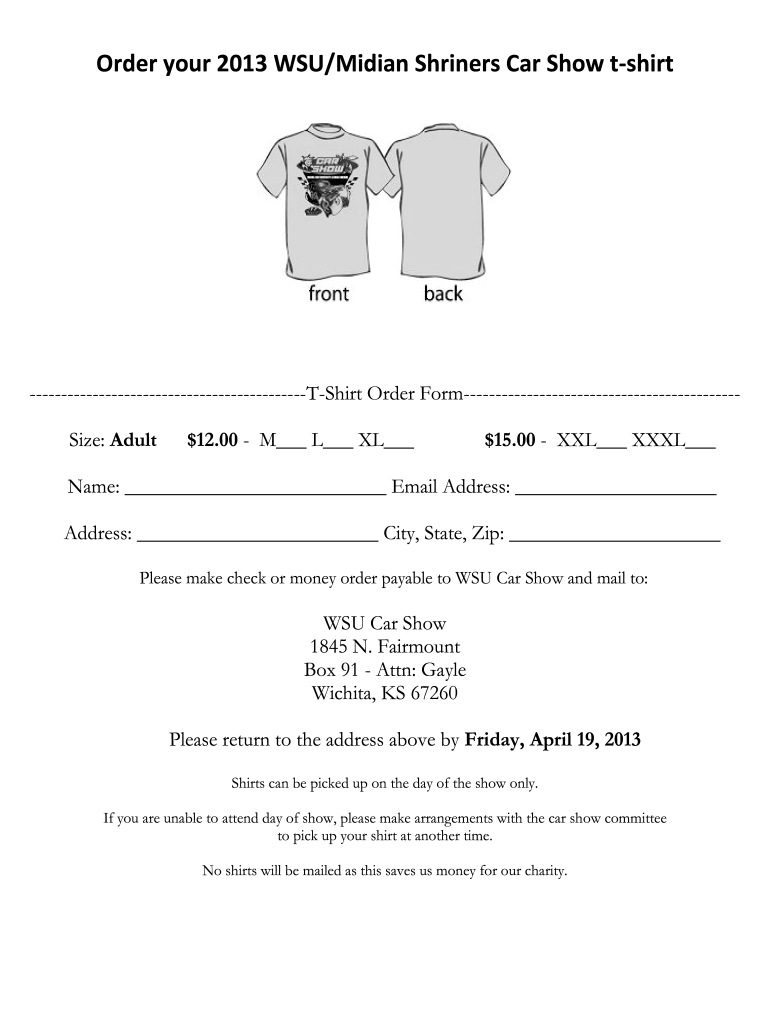 Custom T shirts Near Me Free T Shirt Order Form PDF 62KB 1 
