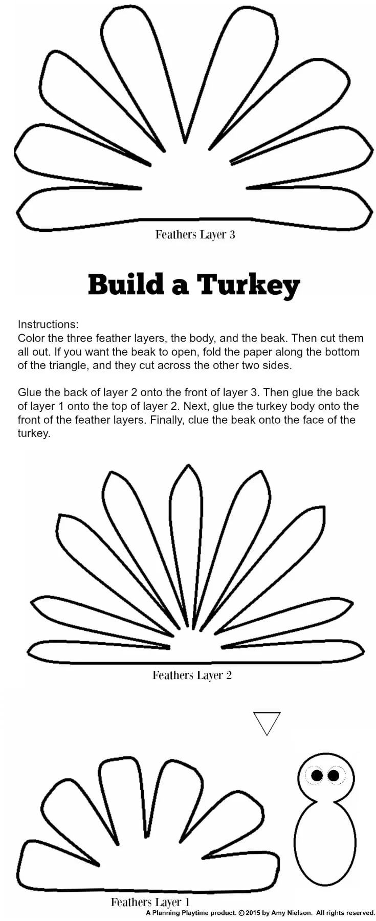 Free Turkey Feather Template Printable