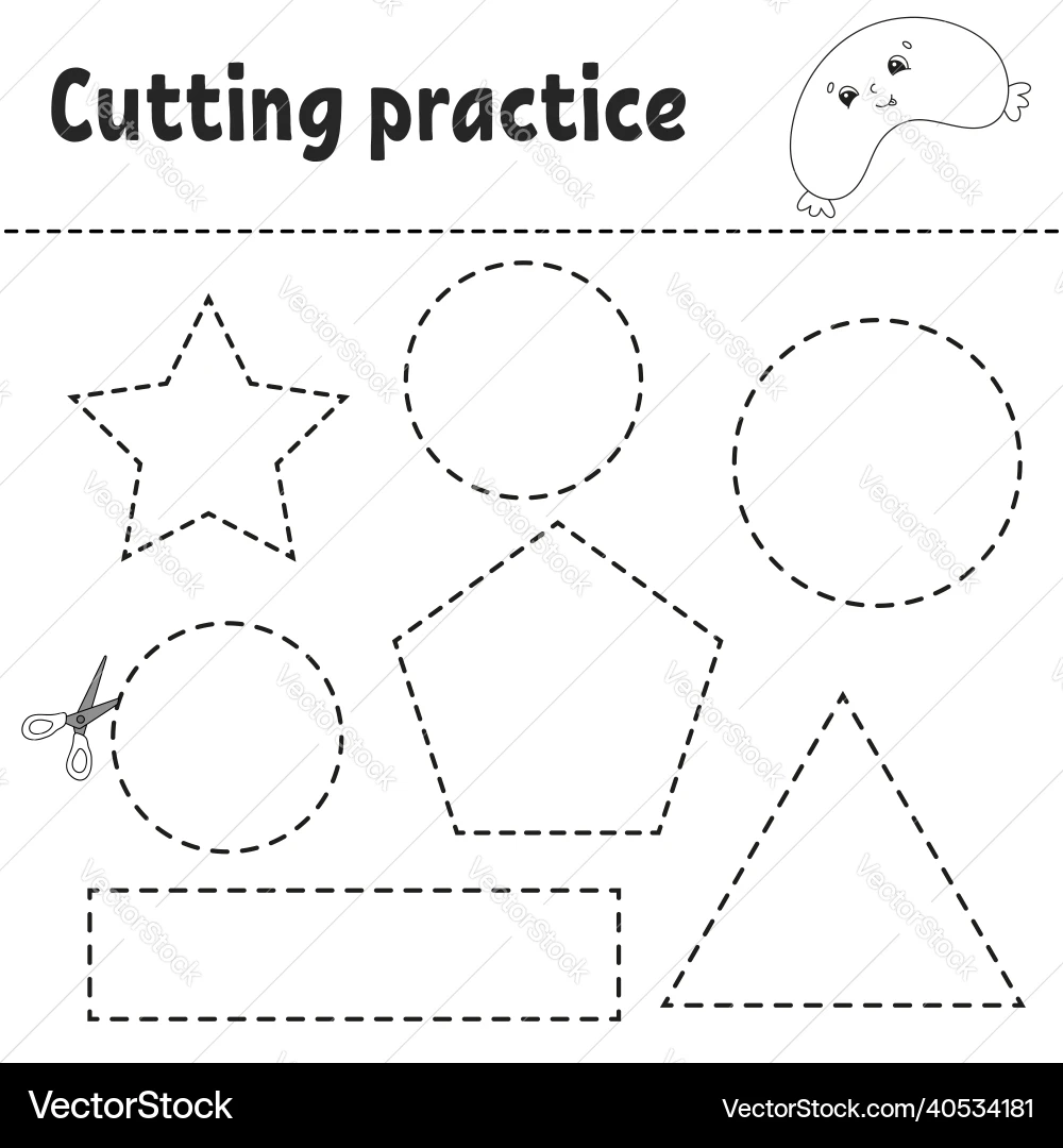 Cutting Practice For Kids Education Developing Royalty Free 