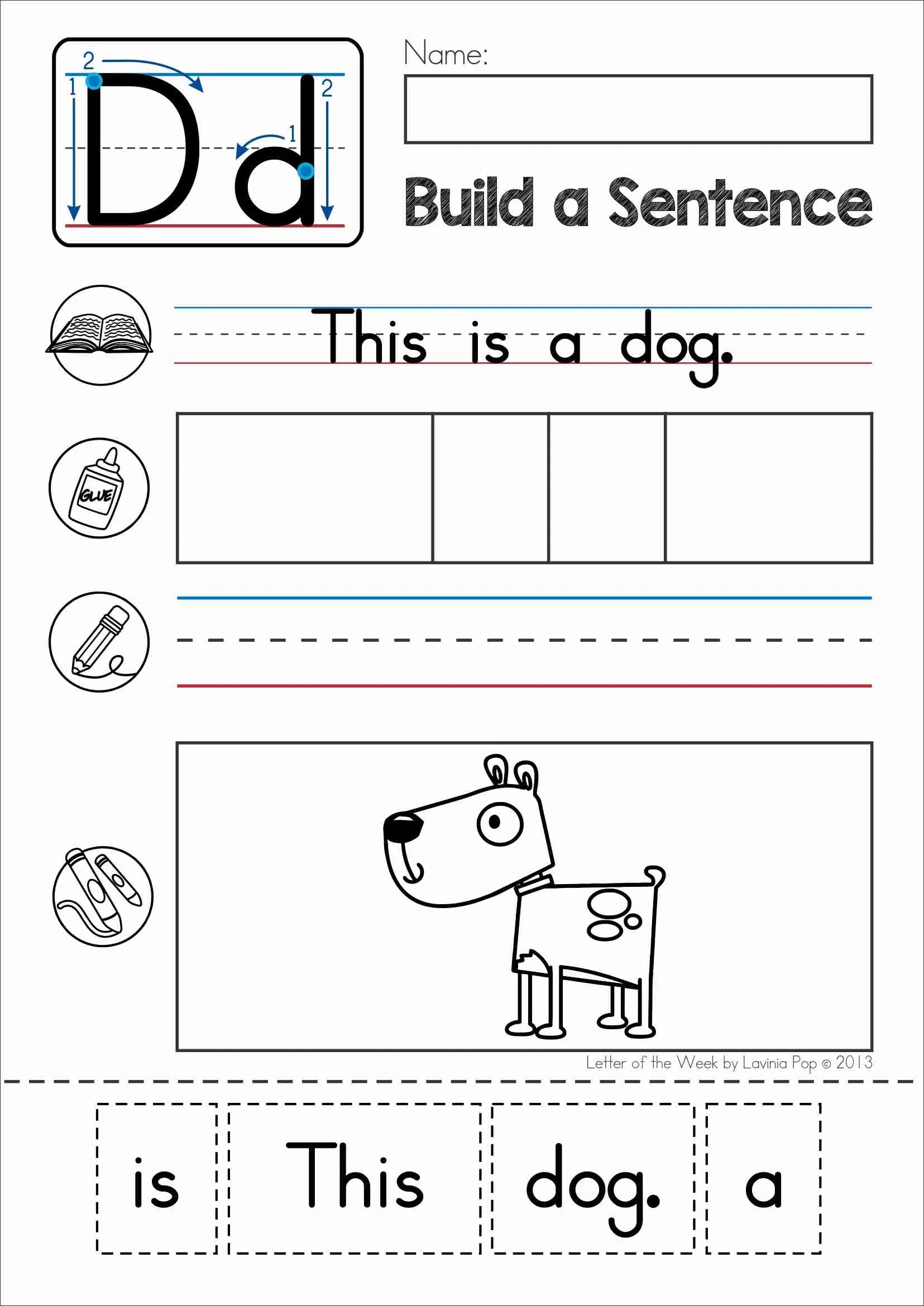 CVC Build A Sentence Worksheets Cut And Paste Activity