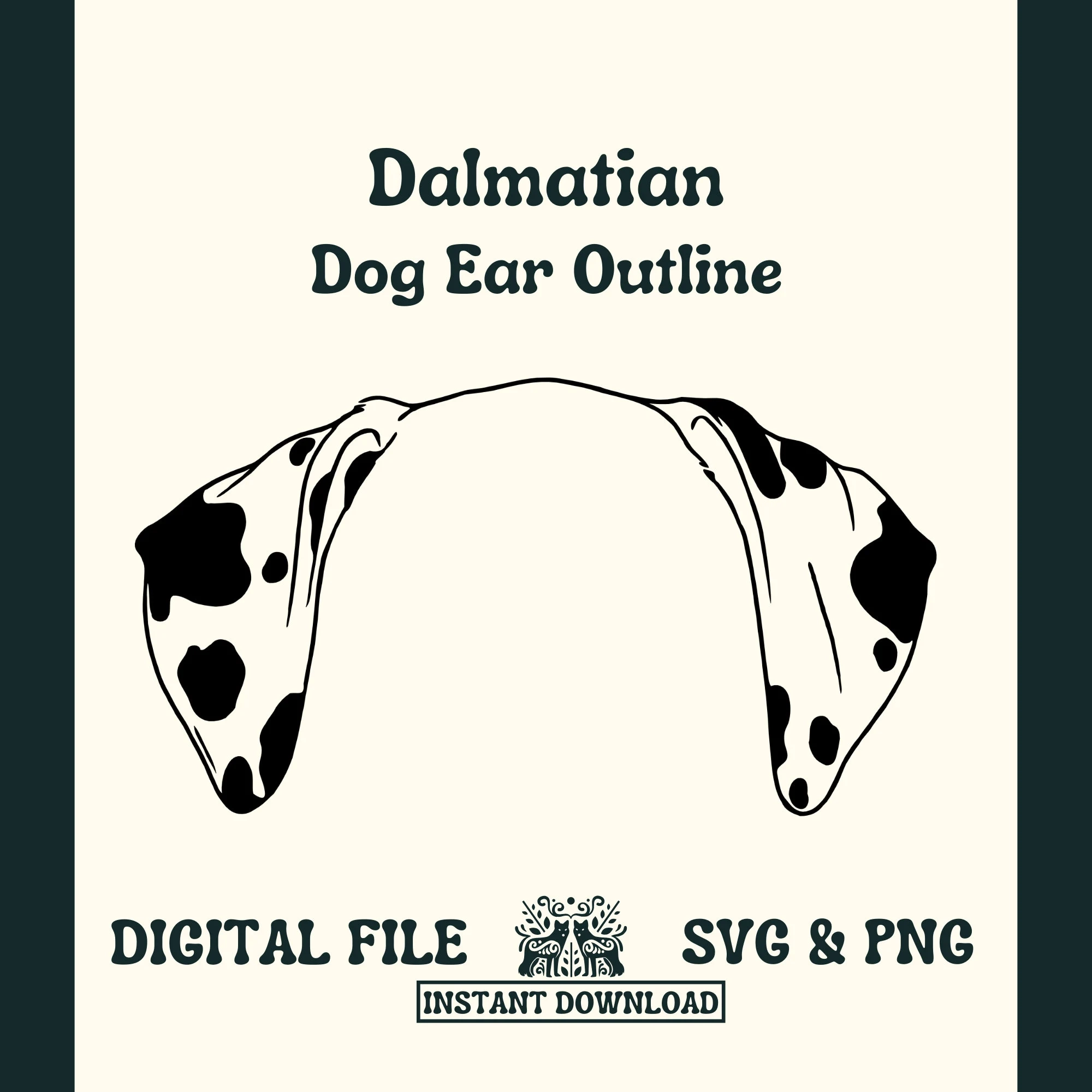 Dalmatian Dog Ear Outline SVG Cut File And PNG File For Cricut Or 