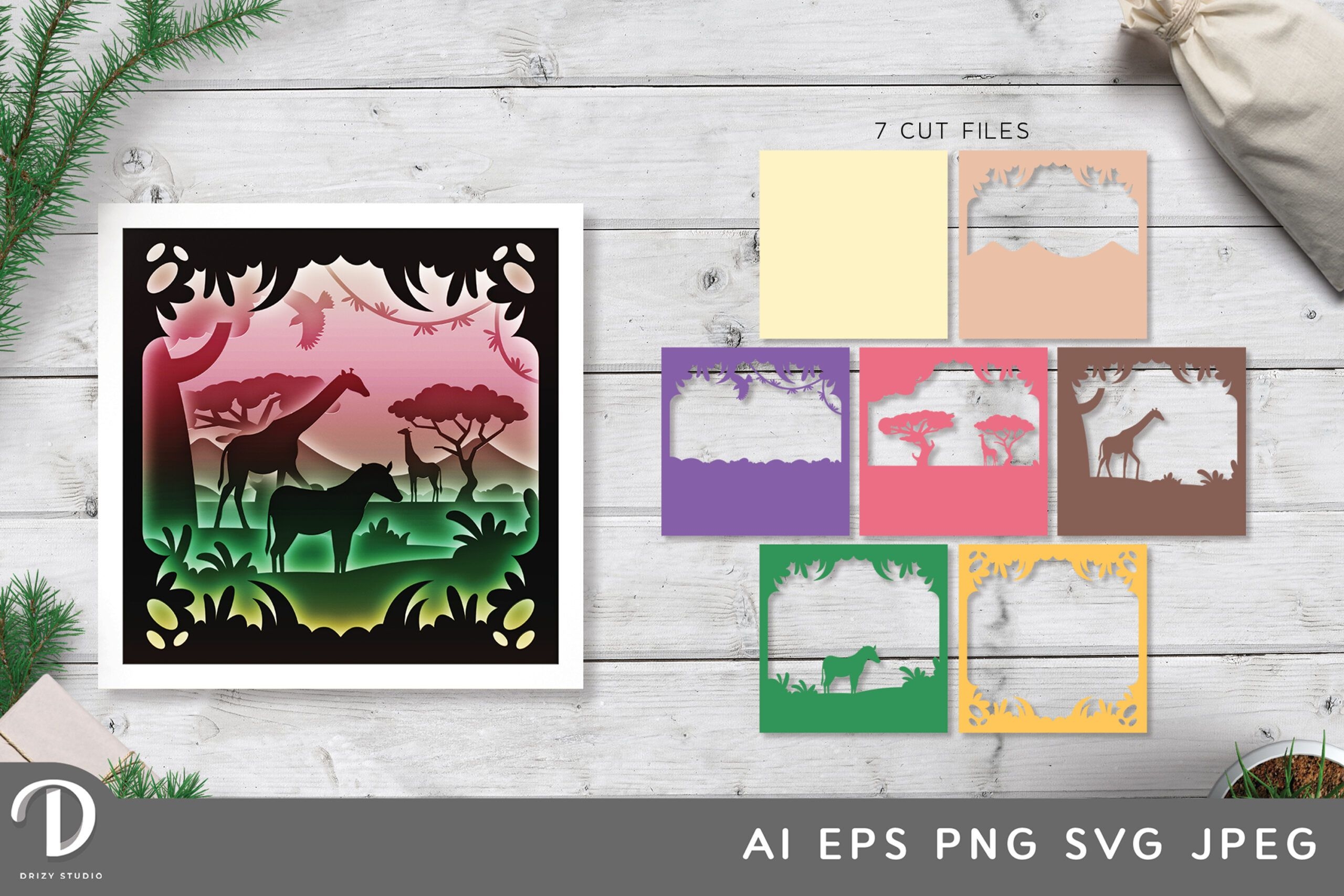 Desert Animal Shadow Box Layered 3D Paper Cut SVG Drizy Studio