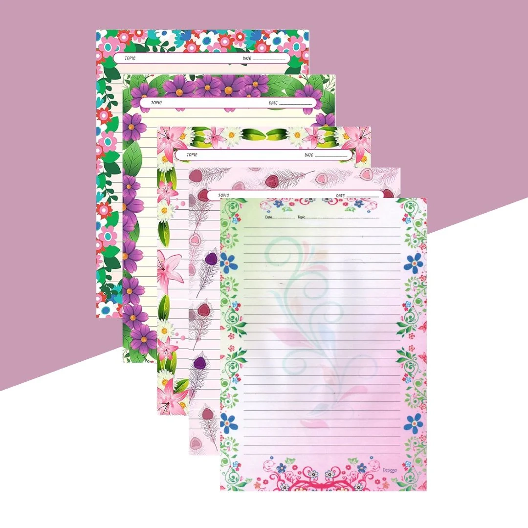 Designer Flower A4 Sheets Assorted Design Set Of 20 