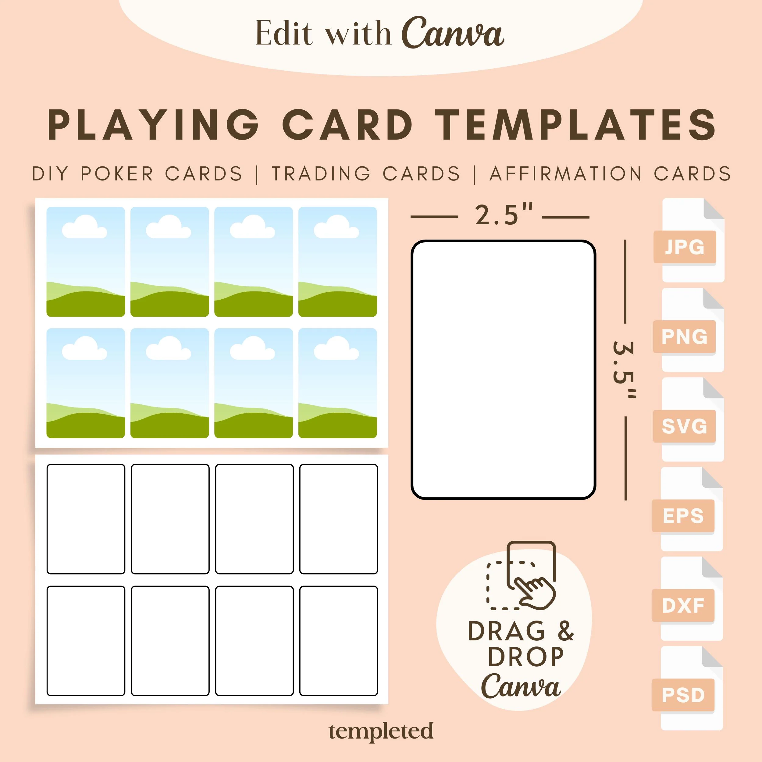 DIY Playing Card Template Poker Trading Affirmation Card canva 