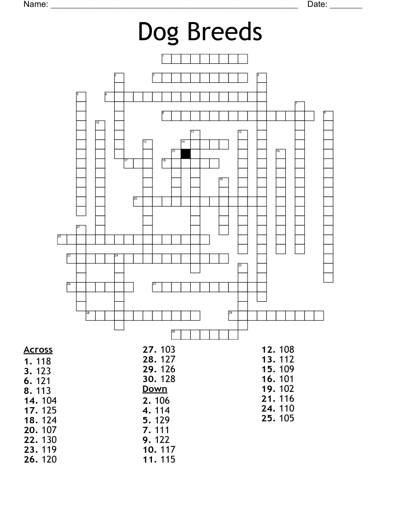Dog Crossword Puzzles For Kids