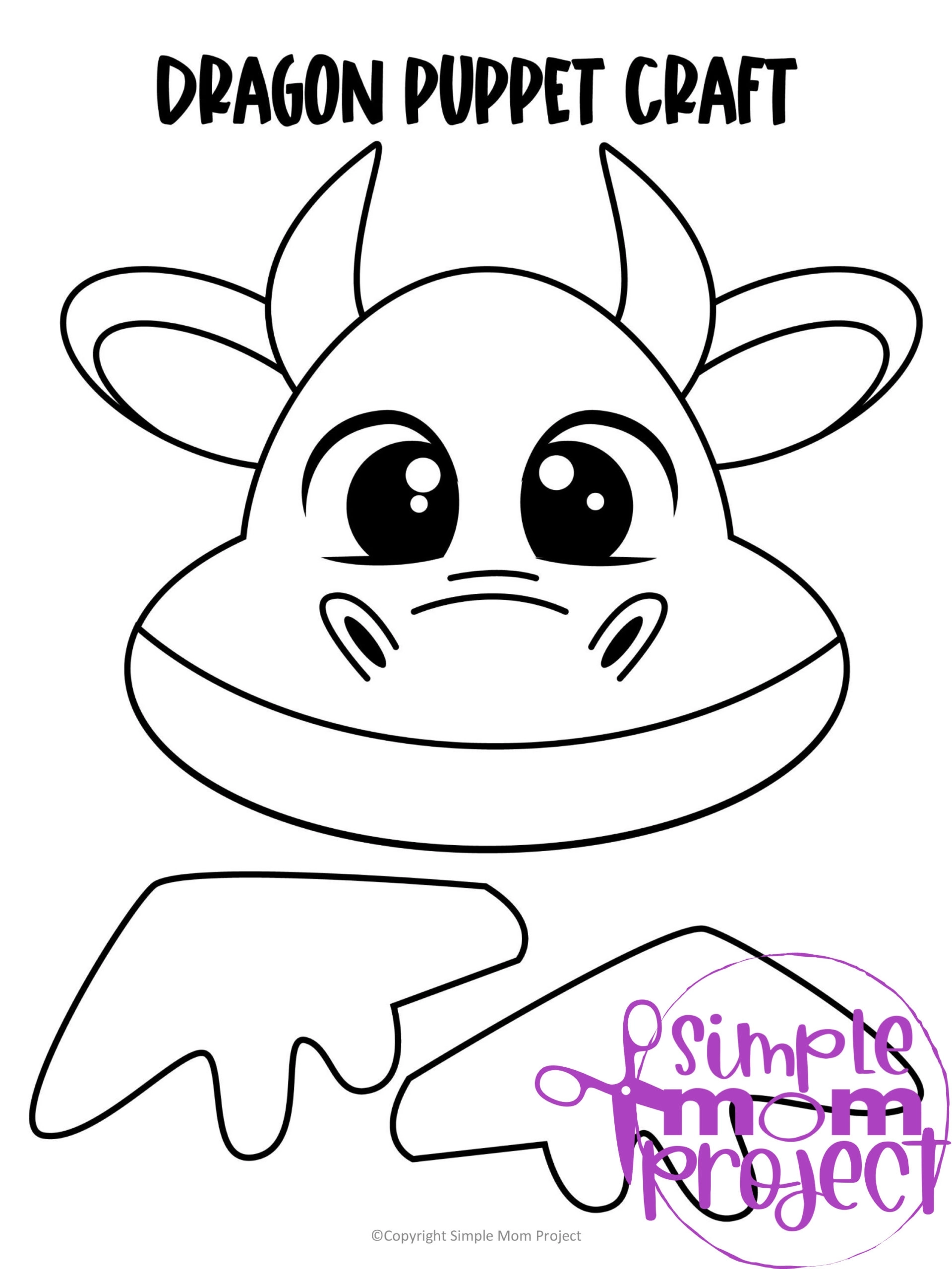 Dragon Paper Bag Puppet Printable Craft Template For Kids 