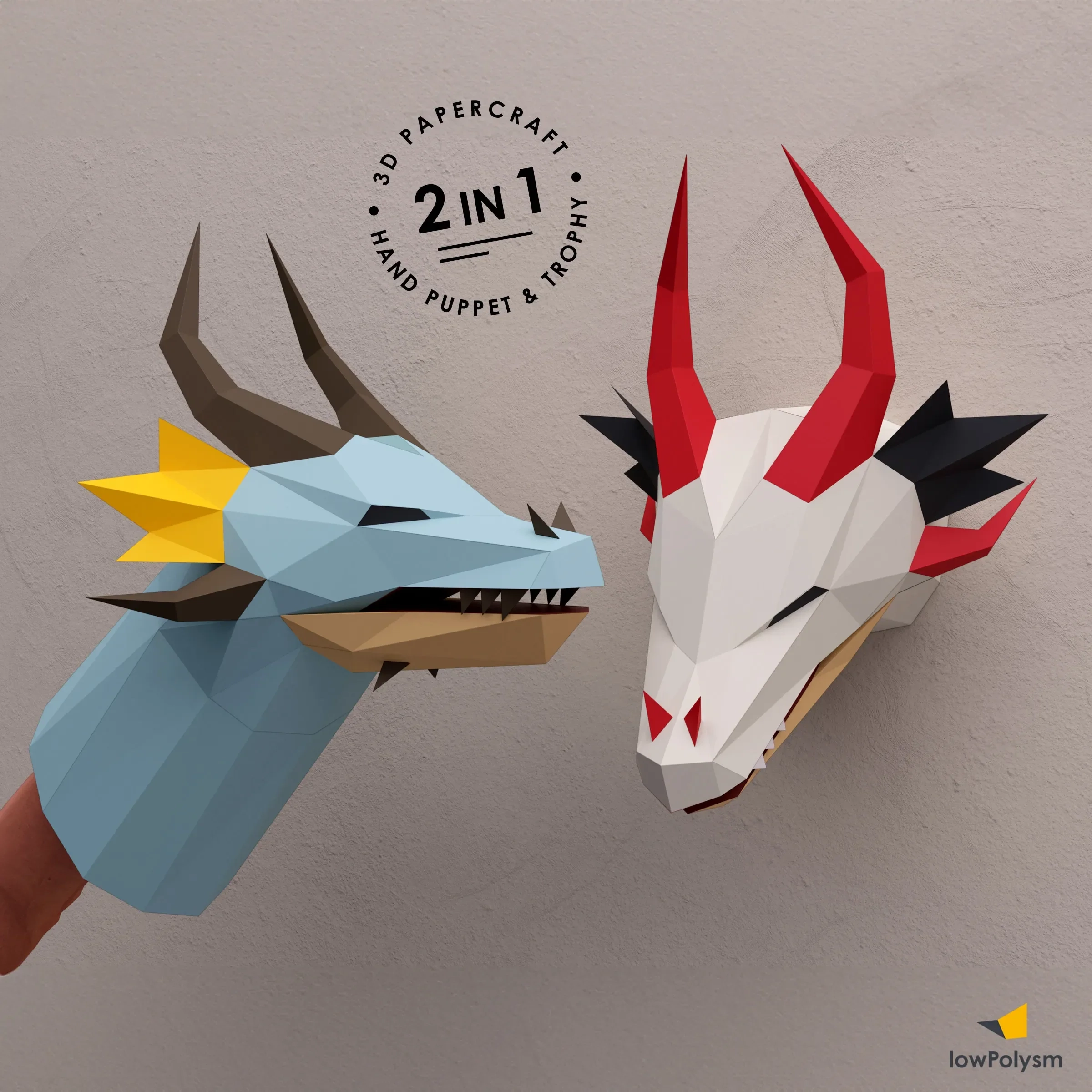 DRAGON PUPPET amp TROPHY Paper Dragon Head Printable Template PDF 