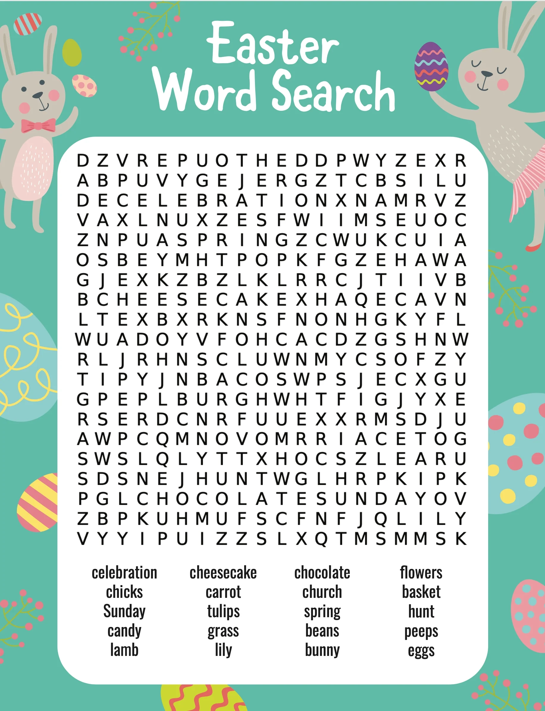 Easter Word Search 2 Versions Play Party Plan