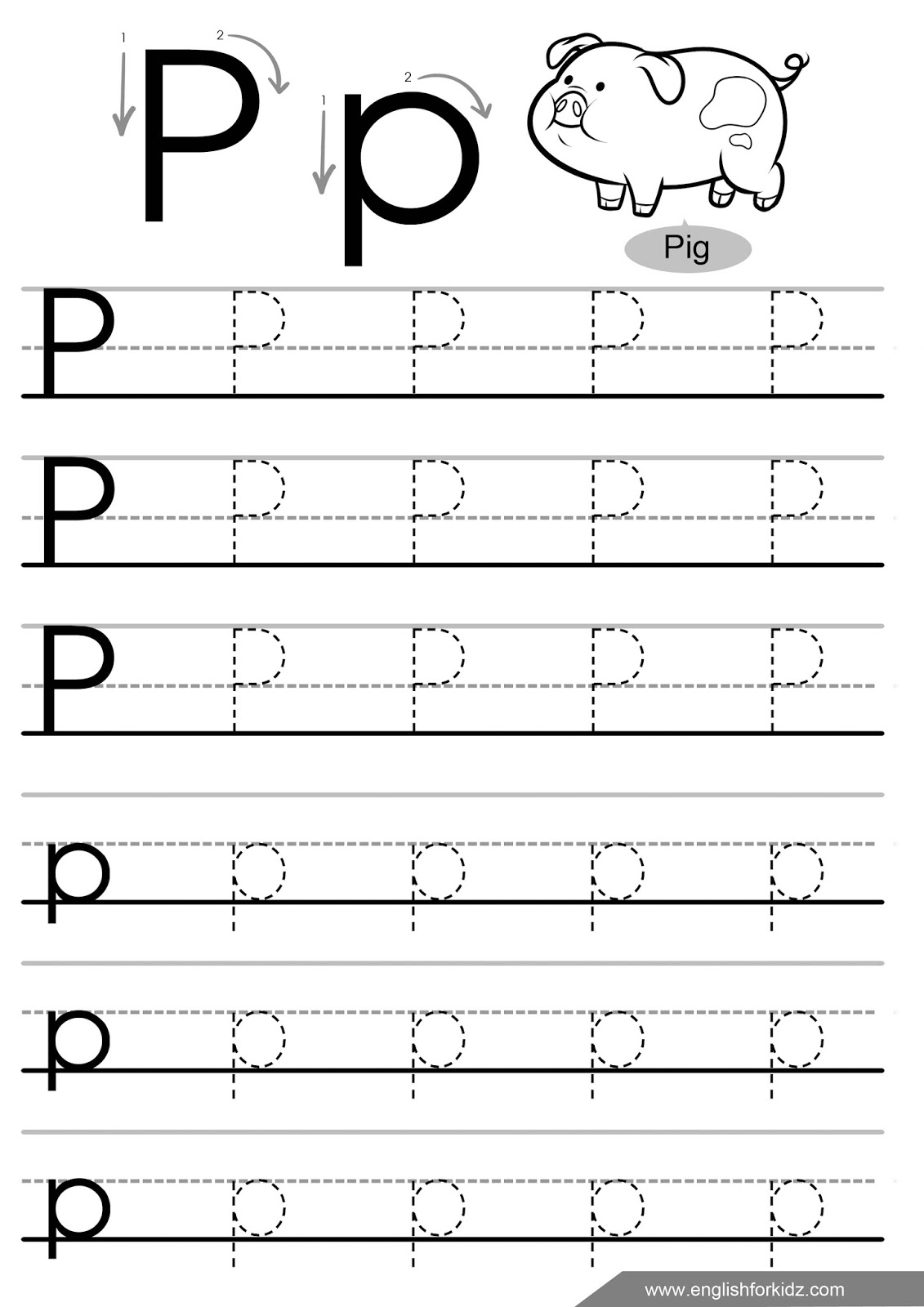 English For Kids Step By Step Letter P Worksheets Flash Cards 