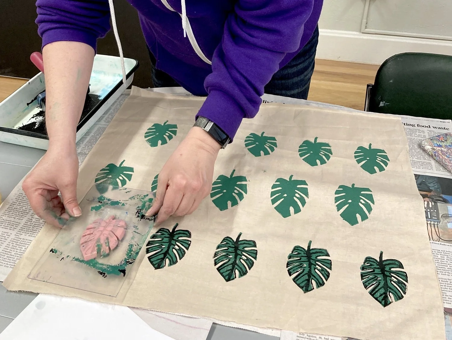 Fabric Block Printing Class Denver Tool Library Lending DIY 