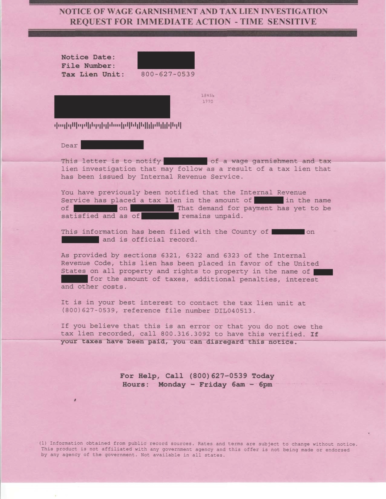 Fake IRS Garnishment Notices ALG Tax Solutions