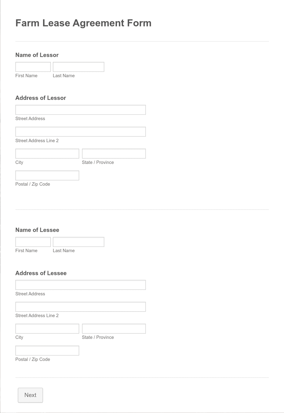 Farm Land Lease Form Template Jotform
