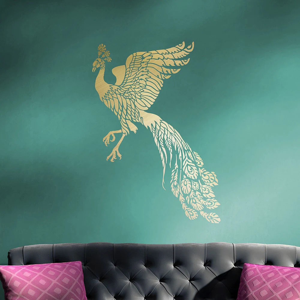 Firebird Wall Art Stencil DIY Peacock Decor Reusable Stencils 