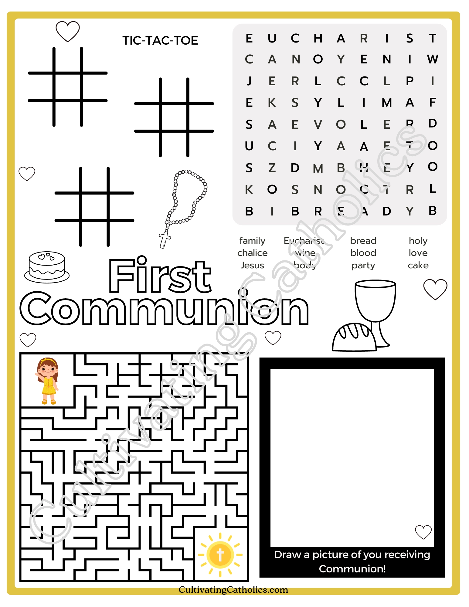 First Communion Activity Page Printable