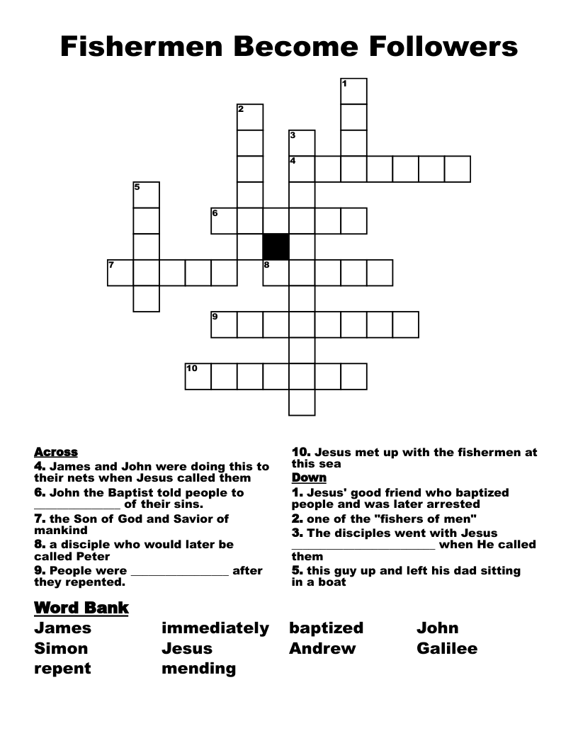 Fishermen Become Followers Crossword WordMint